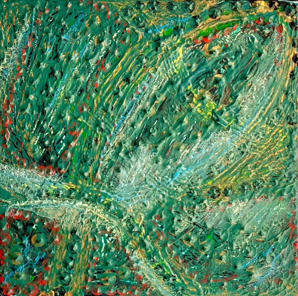 Ystävyys, 2021. Akryyli ja pastelli kankaalle. 