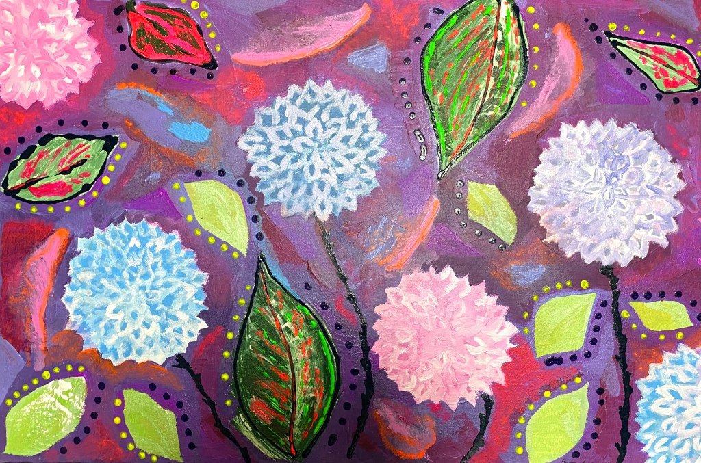 Korona-ajan kasvua, 2021. Akryyli kankaalle. 